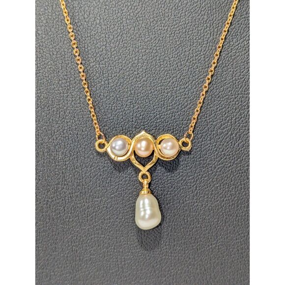 Pearl Gold Bar Necklace - Picture 1 of 7